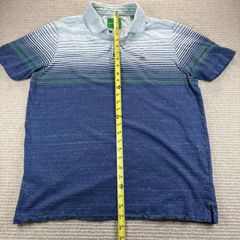 Tommy Bahama Polo Shirt Mens Large Blue Cotton Striped Coastal Nautical Beachy - Picture 6 of 12